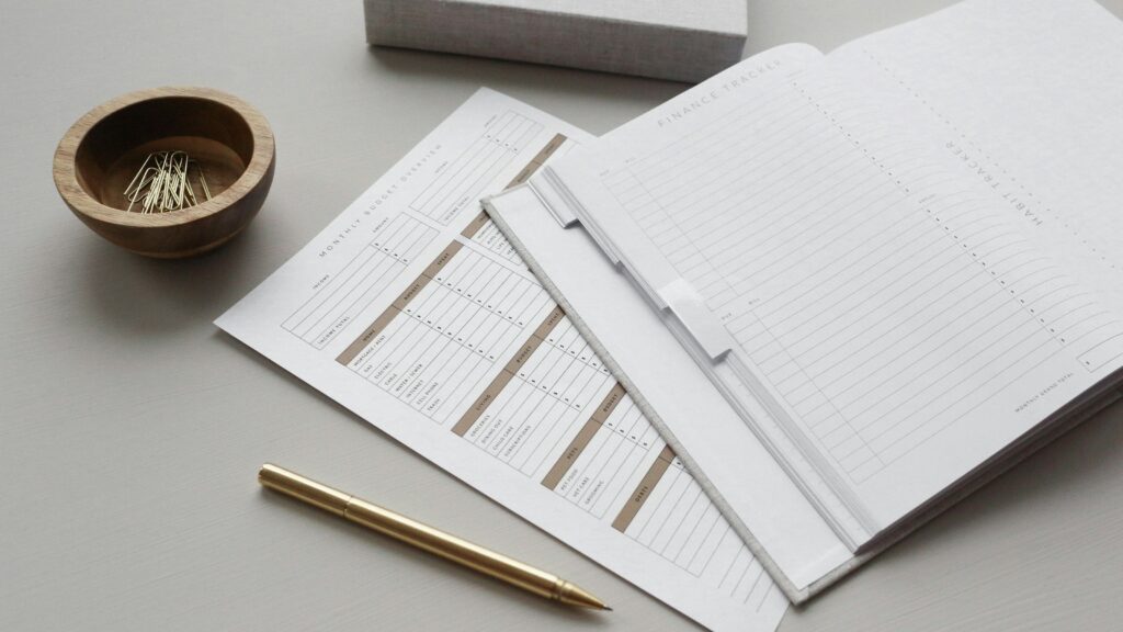 Business electricity contract documents on a desk