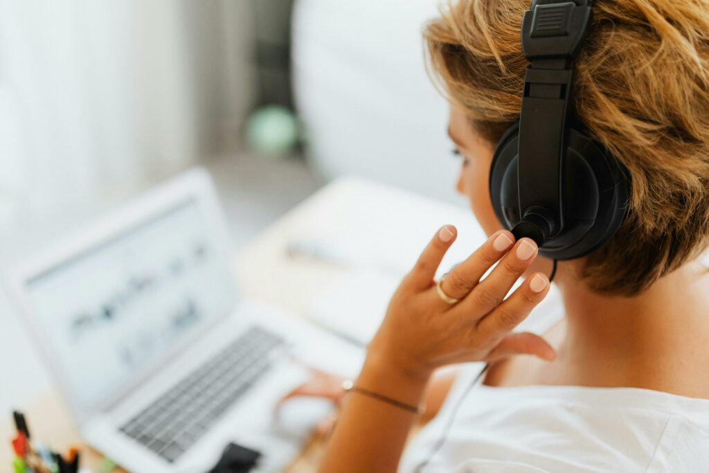 Energy broker on a call with a business customer