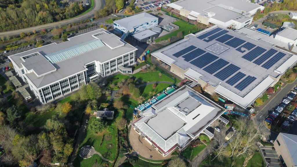 Aerial view of industrial and commercial buildings across multiple sites