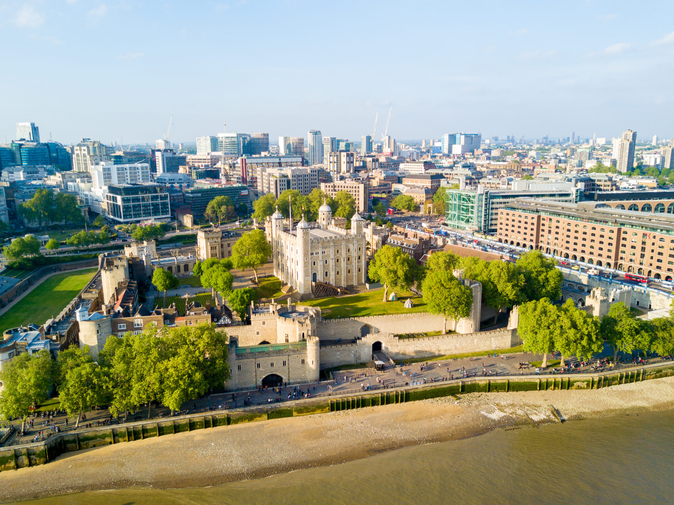 aerial view beautiful city london blue sky england